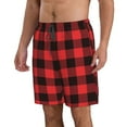 thumbnail image 2 of Disketp Men'S Swim Trunks Hawaiian Breathable Surf Beach Swimsuits Mesh Lining Beach Shorts With Pockets-Buffalo Plaid Red Black, 2 of 9