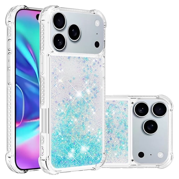 Phone Case for iPhone 17 Pro Cover Sparkle Glitter Floating Liquid Quicksand Shockproof Soft Silicone TPU Bumper Protective Cover for iPhone 17 Pro Case, S8