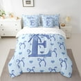 thumbnail image 2 of Castle Fairy Personalized Initial Letter E 7-Piece Bedding Comforter Set for Women Men,Love Heart Print King Bedding Sets,Cartoon Bowknot Ultra Soft Bed Sheets,Microfiber Bedroom Decor, 2 of 8