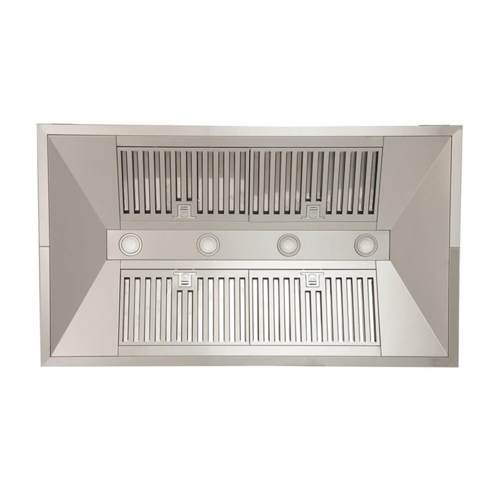 Pemberly Row 48" Stainless Steel Island Mounted Range Hood in Silver