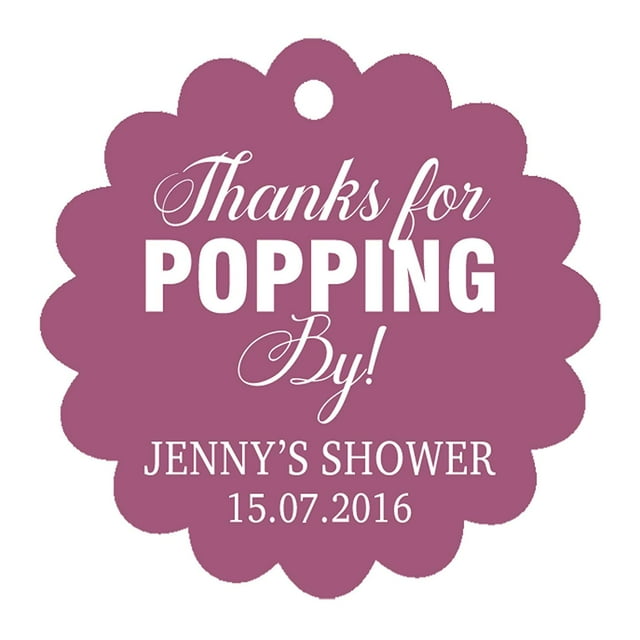 100 PCS Personalized Baby Shower Favors Tags Custom Quote Thank You For Popping By Baby Shower Gift Hang Tags