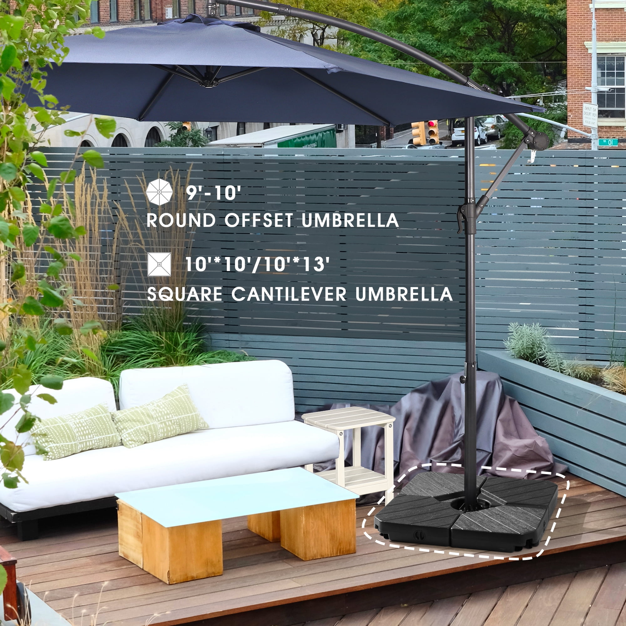 Scafild | 4-Piece Patio Offset Umbrella Base Stand,180lbs Heavy-Duty Sand Filled Patio Umbrella Base - Black