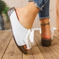 thumbnail image 4 of Rokment Womens Bow Orthopedic Platform Wedge Dress Slides Sandals 2026 Beach Summer Boho Bridal Leather Bowknot Open Toe Arch Support Casual Walking Backless Slippers White Size 10, 4 of 7