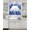 thumbnail image 3 of Blue Christmas Swag Kitchen Curtains Sets for Windows 24 Inch Length, Winter Snowflake Abstract Forest Tree Short Window Curtain Panels Swags Valances and Tiers 3 Piece Set for Cafe/Dining Room, 3 of 5