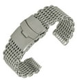 thumbnail image 1 of 22mm Shark Mesh Stainless Steel Watch Band Strap Folding Clasp Watchband (Long Pattern Silver), 1 of 6