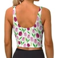 thumbnail image 4 of Goofa Tulips Flowers Printed Sports Bras for Women, High Impact Running Bra Workout Crop Tank Tops Longline Sports Bra Push up-Large, 4 of 9