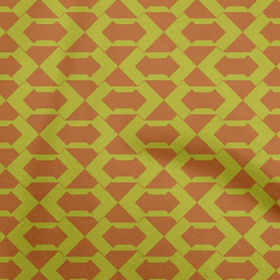 oneOone Cotton Poplin Orange Fabric Geometric Dress Material Fabric Print Fabric By The Yard 56 Inch Wide