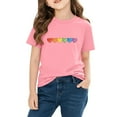 thumbnail image 4 of Girls Short Sleeve T-Shirt Kids Cotton Rainbow Heart Print Pink Casual Top Crew Neck Sizes 4T-12,Size 5 T, 4 of 9