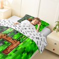 thumbnail image 4 of Castle Fairy Pixelated Miners Letter H Twin Comforter Sets 3-Piece for Kids,Gaming Blocks Bedding Set, 4 of 6