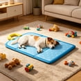 thumbnail image 4 of Pet Ice Pad Dog Mat, Waterproof Polyester Sleeping Pad, Non-Slip Breathable All Season Pet Bed Mat for Indoor Beds, Balconies and Living Spaces, Light Blue/Green, 4 of 5