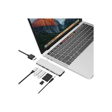 Hyper - 7-Port Universal USB-C Hub - USB-C Docking Station for Laptops - Silver