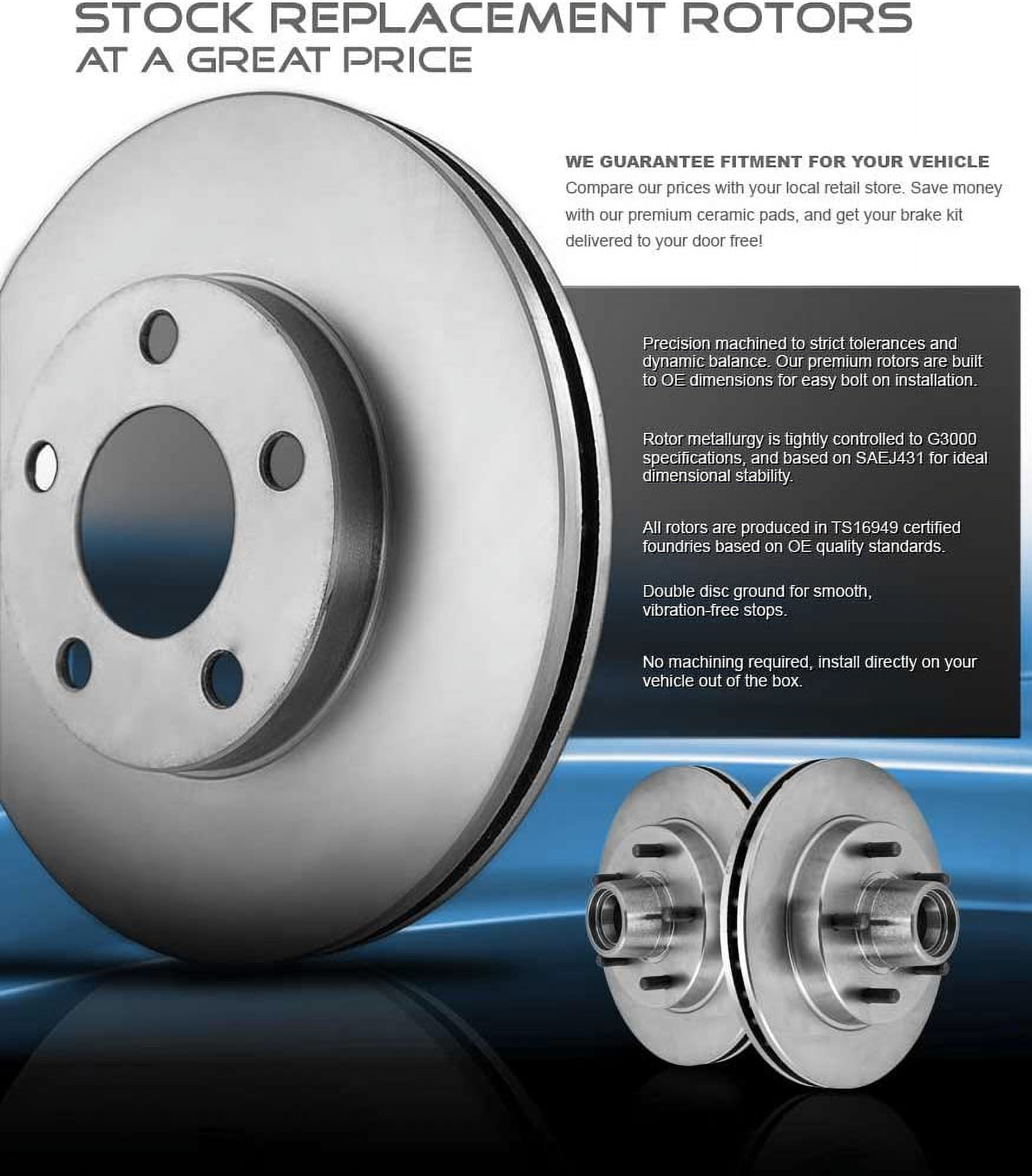 Callahan Brake Parts Brake Kit for Ford F-250 Super Duty 1999-2001, Ford F-350 Super Duty 1999-2002 Front Replacement Brake Rotors with Metallic Brake Pads EBYK001291
