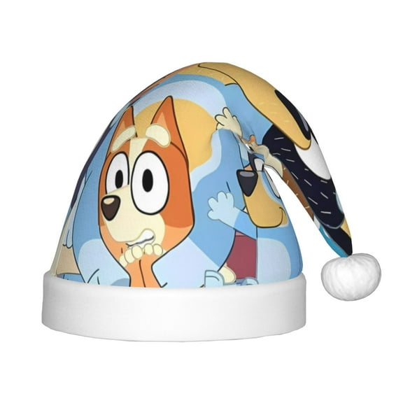 Saiise Bluey Christmas Hat,Santa Hat for Kids & Baby,Xmas Hat,Unisex Velvet Classic Santa Claus Hat for New Year Party