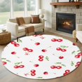 thumbnail image 2 of Non-Slip Rug Pad Rugs Summer Cherry Red Watercolor Round Area Rugs 7Ft Soft Carpet Pads for Living Room Kids Room, Farm Fruit Harvest, 2 of 9