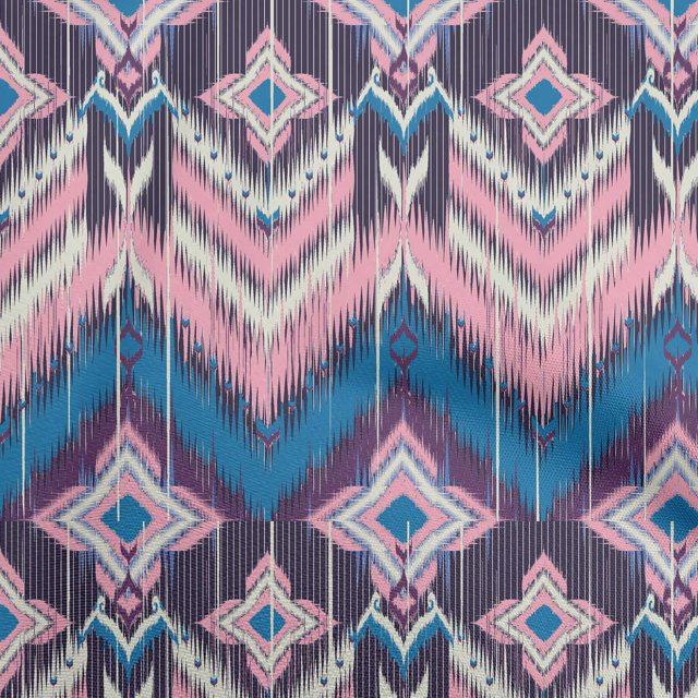 oneOone Rayon Medium Blue Fabric Asian Ikat Sewing Craft Projects Fabric Prints By Yard 56 Inch Wide