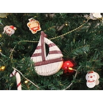 Hampton Nautical Sailboat-301-XMASS Wooden Rustic Red and White Sailboat Christmas Nautical Ornament-Tree Decoration