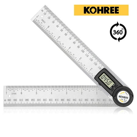 Digital Angle Measuring Device Kohree Digital Protractor, Protractor with LCD Display Stainless Steel, Length Measurement 14 inches, Measuring Range: 000.0 ° ~ 999.9 °, Fits Perfectly For Measuring Corners And Miter Angle ()