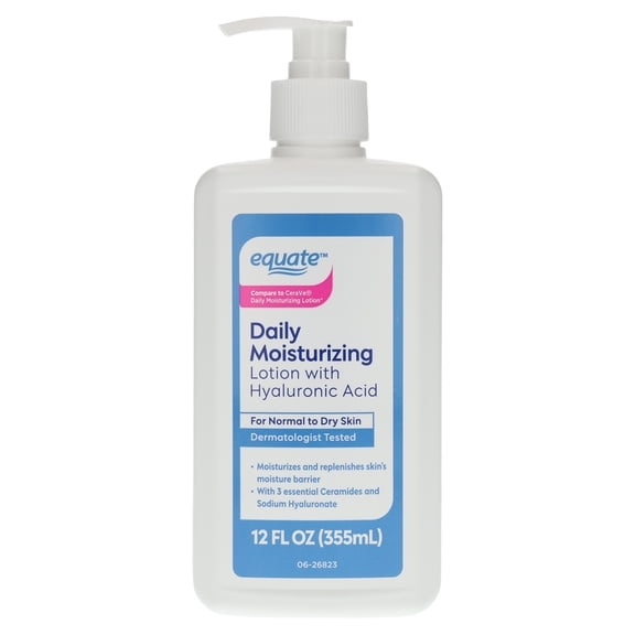 Equate Daily Moisturizing Lotion with Hyaluronic Acid, 12 fl oz