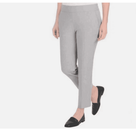 Hilary Radley Pull On Mid Rise Slim Leg Ankle Pants, Heather Grey, Medium