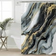 thumbnail image 5 of Abstract Art Marble Texture Shower Curtain, 48" x 72", Gold Black Grey Gradient Modern Art Waterproof Bathroom Curtain Washable Shower Curtain Set with 12 Hooks, 5 of 6