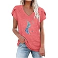 thumbnail image 1 of Blusa informal con estampado de manga corta y cuello en V de verano para mujer con estilo OAVQHLG3B Store  lin121212, 1 of 4