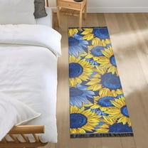Blue Yellow Sunflowers Runner Area Rug 2x6 Soft Non-Slip Washable Bedside Carpet for Hallway Bedroom Living Room Home Decor