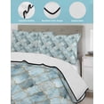 thumbnail image 4 of Quilts Twin Size, Teal Morocco Soft Comforter Bedding Set for Bed, Modern Abstract Art Contemporary Geometric Lightweight Quilted Bedspread with Pillow Cover(2 Pieces) for All Season, 68x86 Inch, 4 of 6