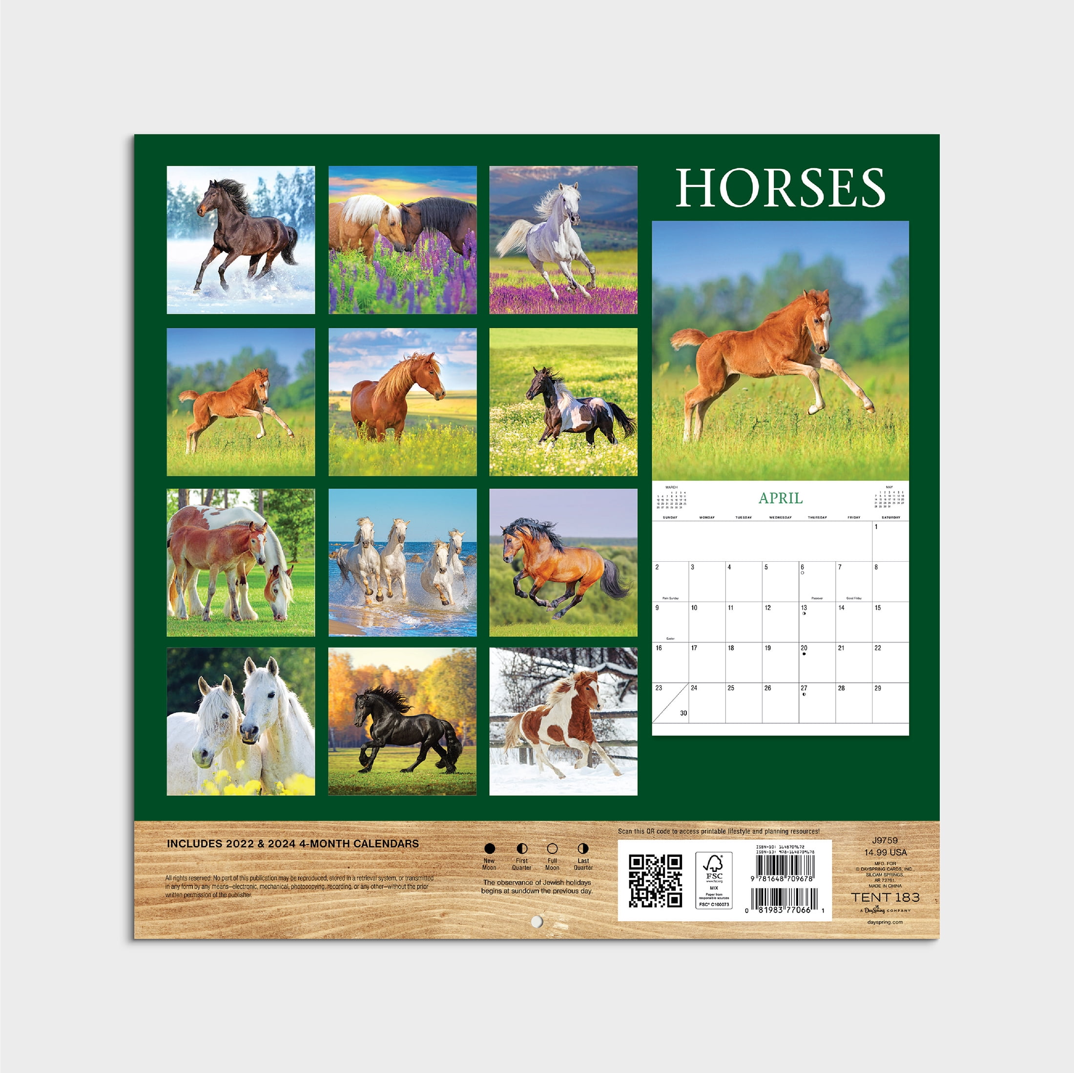 2023-12 Month Calendar-Horses 12x12 Hanging Wall Calendar by DaySpring
