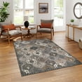 thumbnail image 3 of Moynesa 6'x9' Area Rug for Living Room Large Indoor Washable Carpet Non-Slip Ultra-Thin Vintage Floral Foldable Mat Non Shedding Throw Rug for Living Dining Laundry Room Office,Grey, 3 of 9