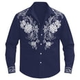 thumbnail image 3 of XAOFW Boys Button Down Shirts Western Cowboy Long Sleeve Lapel Floral Printed Shirt Classic Denim Casual Shirts For Outdoor Play Soft Tops 4-5 Years, 3 of 5