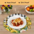 thumbnail image 4 of Summer Sunflowers Round 15 Inch Placemats Set of 4, Floral Butterfly Eucalyptus Leaves Plaid HeatResistant Non Slip Place Mats for Dining Table, Wipeable Braided Kitchen Table Mats for Housewarming, 4 of 9