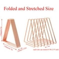 thumbnail image 2 of Retractable Book Ends, Electroplated Metal Wire Desktop Book Organizer Bookshelf Rack, Triangular Style, Suitable for Storing Books, Magazines, Perfect for Office, Dormitory and Bookshelf - Rose Gold, 2 of 7