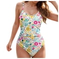 thumbnail image 1 of Huesdet Women's One Piece Swimsuits Button Adjustable Strap Bathing Suit Color Block Retro Swimwear[Hot Pink,M], 1 of 9