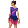 thumbnail image 2 of Doomiva Women's Long Sleeve Figure Ice Skating Dress Shiny Rhinestone Ballet Skirted Leotard Dresses Purple L, 2 of 7