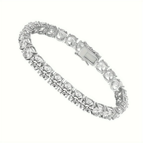5MM Moissanite Tennis Bracelet for Women| 18K White Gold Plated Bracelets|4-Prong-Setting |Size 6-8.5 Inch