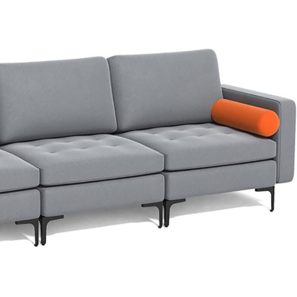 Finihen Sectional Sofa Couch, 3-Seat Sofa Sectional with Side Storage Pocket and Metal Leg, for Living Room, Bedroom, Gray Finihen Sectional Sofa Couch, 3-Seat Sofa Sectional with Side Storage Pocket and Metal Leg, for Living Room, Bedroom, Gray