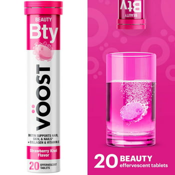 Voost Beauty  Supplement Effervescent Drink , Hair, Skin & Nails with Collagen, 20 Ct