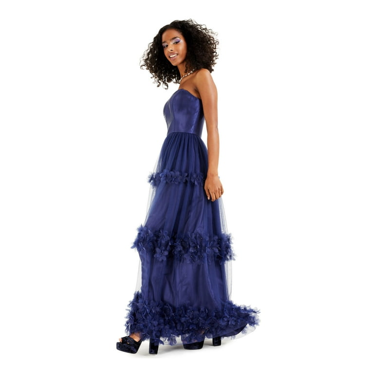 SPEECHLESS Womens Navy Embellished Layered Strapless Full Length Formal Empire Waist Dress Juniors 11 Walmart