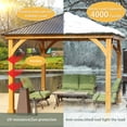 thumbnail image 6 of Aoodor 10 x 10 ft. Outdoor Solid Wooden Frame Gazebo with Galvanized Metal Hardtop Roof,  for Patio Backyard Deck and Lawns - Black Canopy, 6 of 6