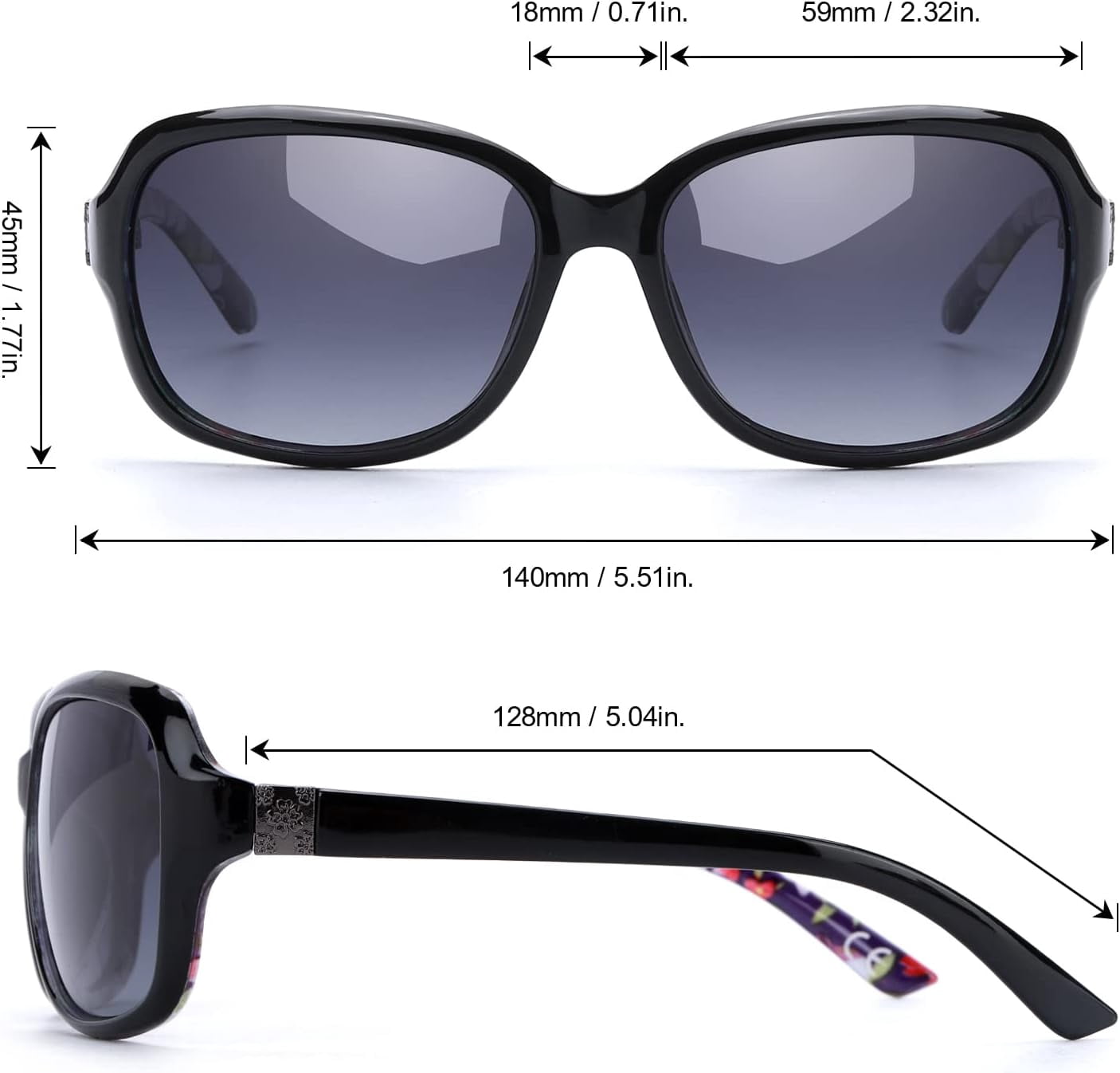 SIPHEW Polarized Sunglasses Womens, Classic Square Sun Glasses for women with UV Protection Wrap Shades