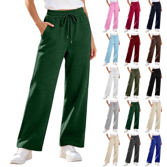 Plus Size Sweatpants for Women Baggy Fashion Casual Fleece Sweatpants Elastic Waistband Drawstring Straight-leg Baggy Fall Lounge Sweat Pants