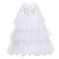 thumbnail image 5 of White Boy Girl Formal Prom Party Evening Gowns Birthday Easter Dresses for Kids Girl Boy Sleeve Crew Neck Bow Tie Vintage Goddess Mesh Dresses Homecoming Dresses Kid 2025 8 Years, 5 of 9