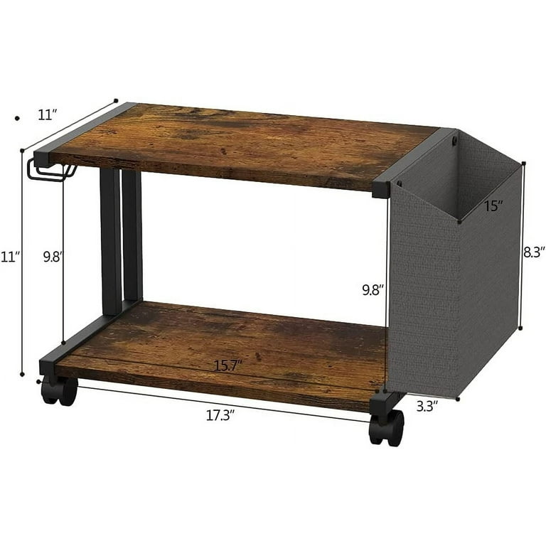 AKOZLIN Printer Table 2 Tier Mobile Printer Cart With Wheels Rolling