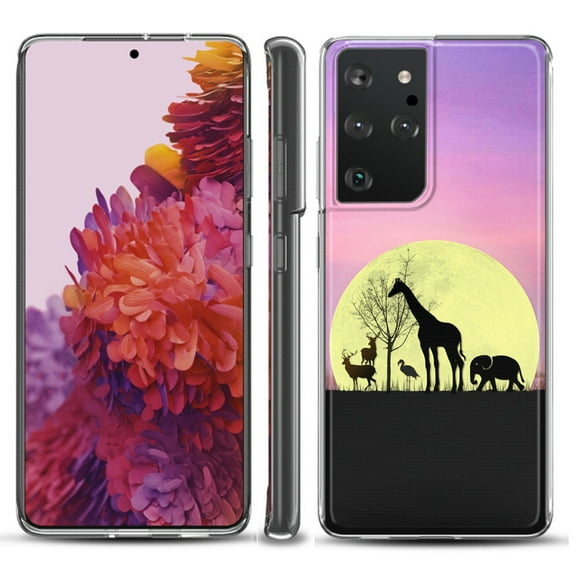 Slim-Fit Lightweight Protective Phone Case compatible with Samsung Galaxy S21 ULTRA 5G, by OneToughShield ® - Moonlight Safari