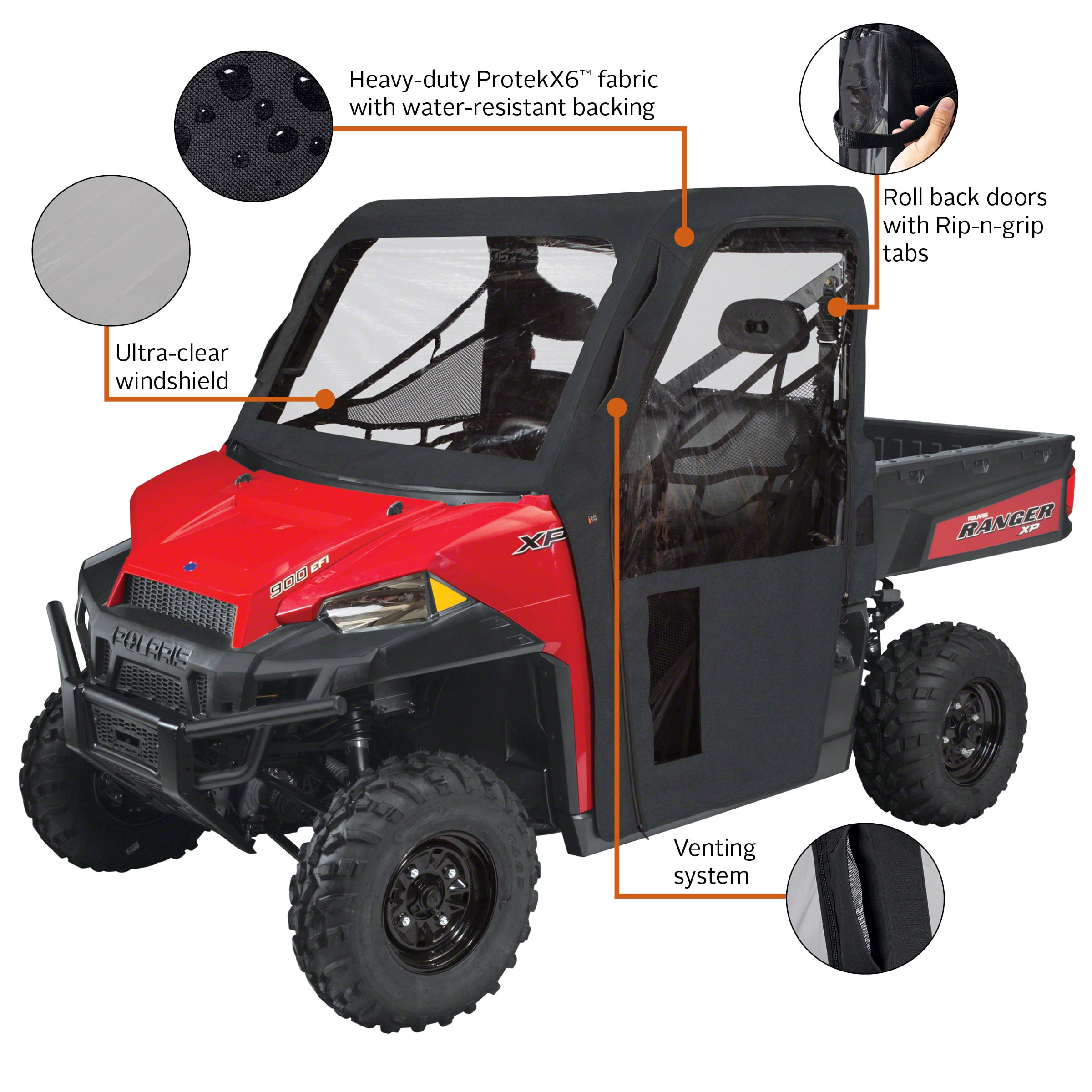 Classic Accessories QuadGear UTV Cab Enclosure, Fits Polaris® Ranger 900 XP (2015 models and older), Black