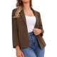 thumbnail image 2 of Blazer de manga larga INSPIRE CHIC para mujeres, chaqueta de traje de oficina vintage con solapa y bolsillo en marrón, 2 of 6
