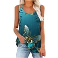 thumbnail image 2 of Cagogo Teen Girls Loose Pleated Tank Tops Under $5 Spaghetti Strap Sleeveless Floral Printed Scoop Neck Flowy Camis T-Shirts Summer Basic Trendy Basic T Shirt, 2 of 6