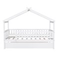 thumbnail image 6 of Holaki Twin Size Wood House Bed with Trundle and Guardrails for Kids, White, 6 of 7