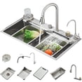 thumbnail image 1 of Fregadero De Cocina, Acero Inoxidable Fregadero De Cocina con Cascada, Moderno Tarjas Para Cocina, Sobreponer Fregadero De Barra y Accesorios para Cocina, Bar, Exterior(80 * 45cm), 1 of 8