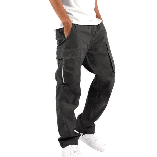 Pantalones cargo para hombre: múltiples bolsillos, cintura con cordón, tejido, estilo informal/deportivo para acampadas/senderismo.